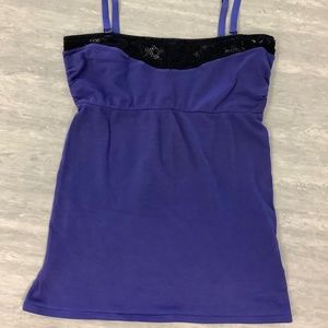 SALE! Free People blue tank with black lace